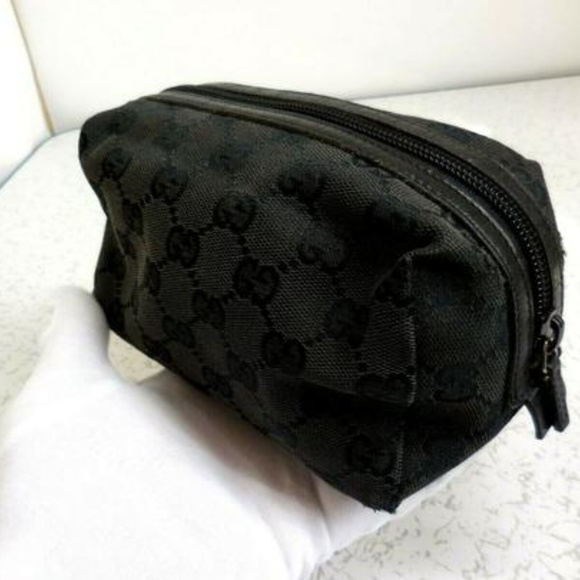 Gucci Black Denim Canvas Guccissima Cosmetic Bag - Picture 1 of 13